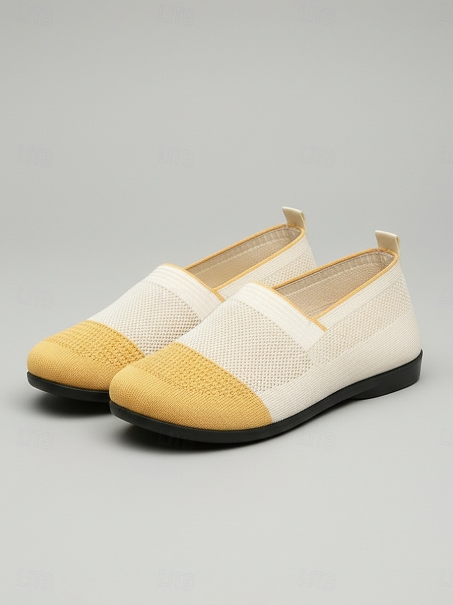 Sapatos femininos amarelos de malha com ajuste largo – mocassins respiráveis, leves e confortáveis, sapatos casuais macios e flexíveis para viagens. &uso diário de 2026 por $19.99 –P1