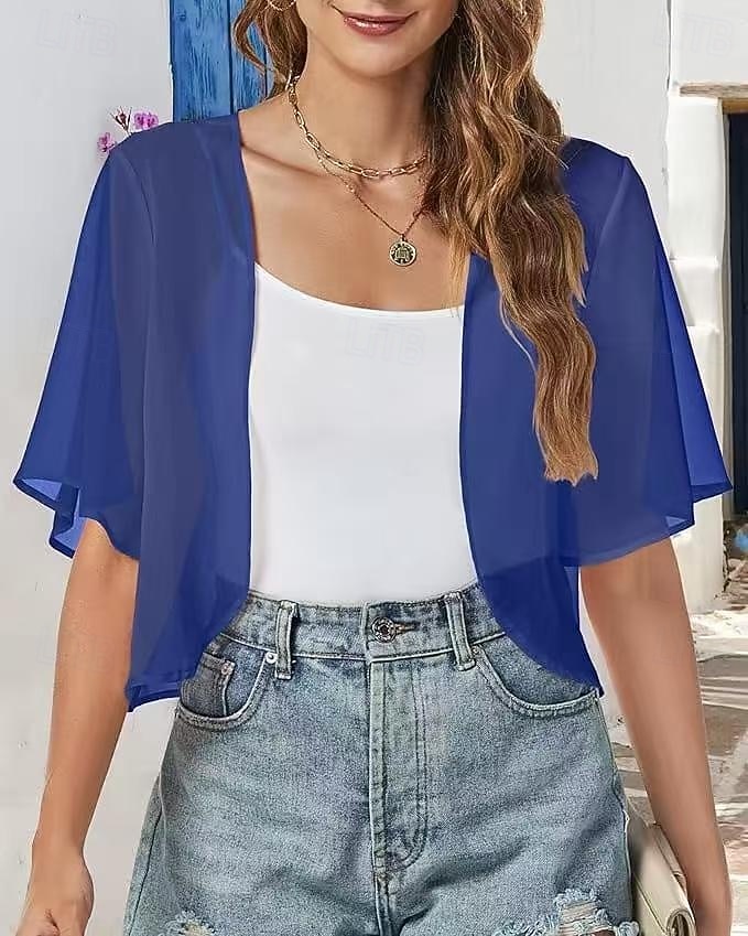 Sjal til kvinner Shrug Mors wraps Brudeomslag Bryllupsgjestens wraps Elegant damer Formell Stil Kortermet Chiffon Bryllup Wrap Med Ren Farge Til Daglig Vår sommer 2026 - $34.99 –P4