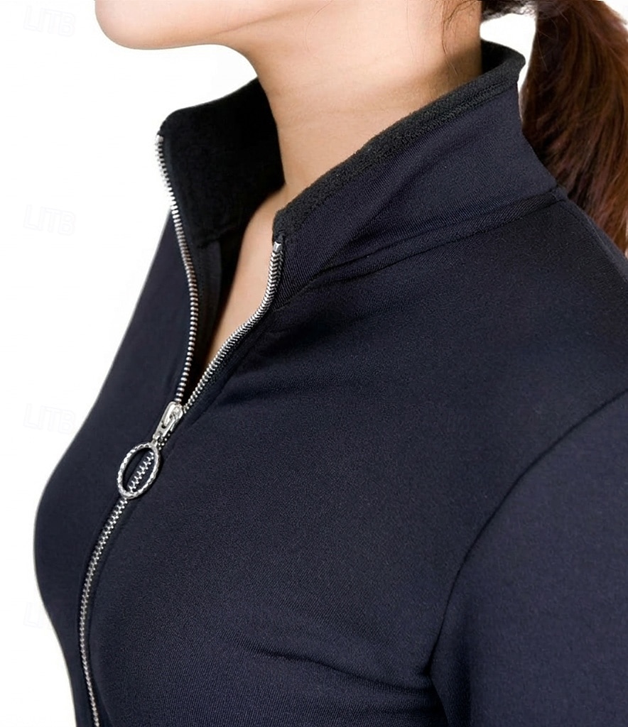 Fleecejacke fürs Eiskunstlaufen Damen Mädchen Eislaufen Jacke Shirt Schwarz Daumenloch elastisch Ausbildung Wettbewerb Eiskunstlaufkleidung warm Langarm Eislaufen Eiskundstlauf 2026 - $67.99 –P5