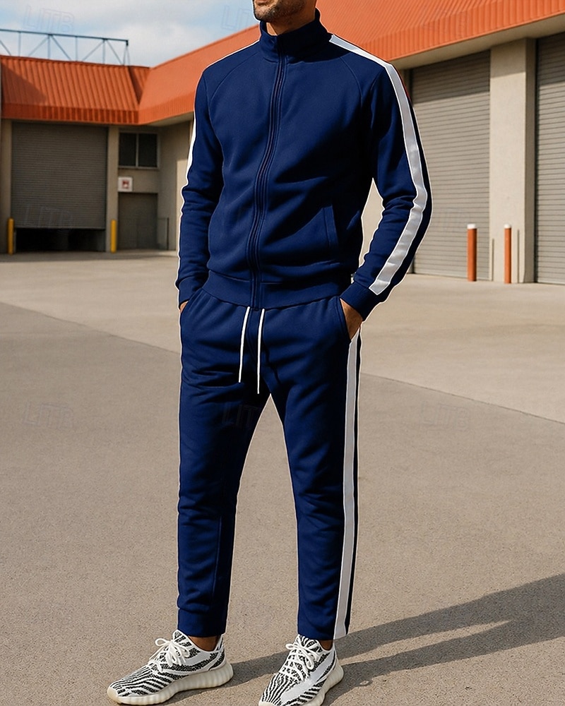 Ανδρικά Φόρμα Στολή τρεξίματος Σετ Φόρμας Πλήρες φερμουάρ Συνδυασμός Χρωμάτων Ρούχα σύνολα Φθινόπωρο & Χειμώνας Μαύρο Κίτρινο Για Υπαίθρια Χρήση Ταξίδια Αθλητικά Ζεστό Μακρυμάνικο Αθλητισμός 2026 - $47.99 –P7