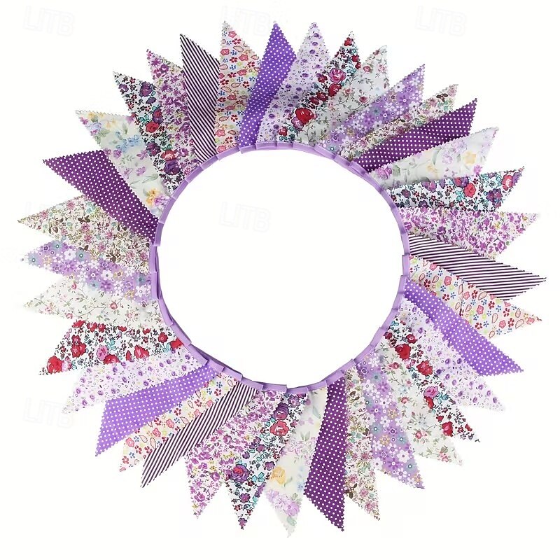 Bandeirinhas de tecido floral estilo campestre de 10m/393,7 polegadas, bandeirinhas de cordão para pendurar em ambientes internos e externos, bandeirinhas de puxar com estampa floral vintage para de 2026 por $24.99 –P14