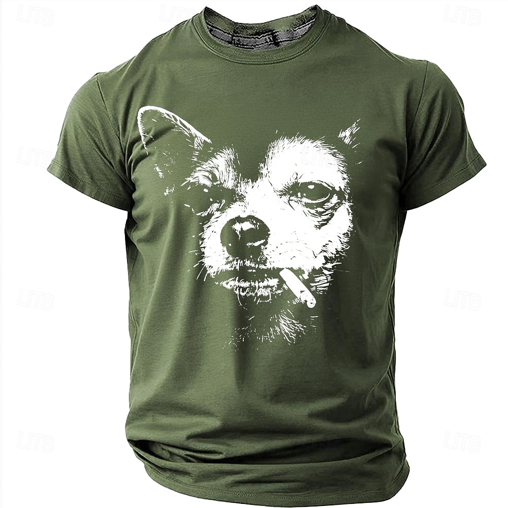 Maglietta da uomo con chihuahua che fuma una sigaretta, streetwear grintoso, meme divertente, vestibilità regolare, stile thug life, cane cattivo, abbigliamento casual quotidiano firmato, taglie S, M, del 2026 a $19.99 –P7