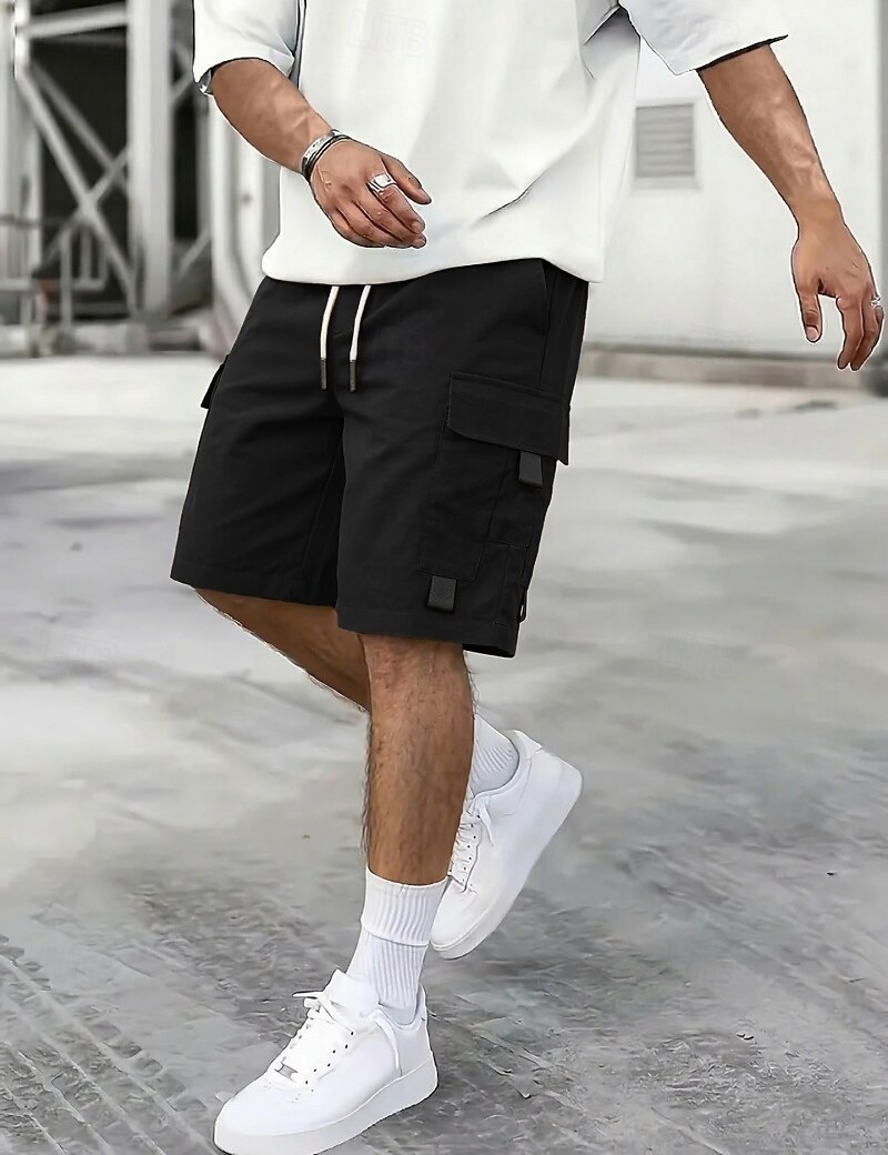 Voor heren Ladingbroek Cargoshorts Korte broek Casual korte broek Zak Elastische taille Effen Knielengte Casual Buiten Streetwear Modieus Streetwear Zwart Marineblauw Inelastisch 2026 - $22.99 –P5