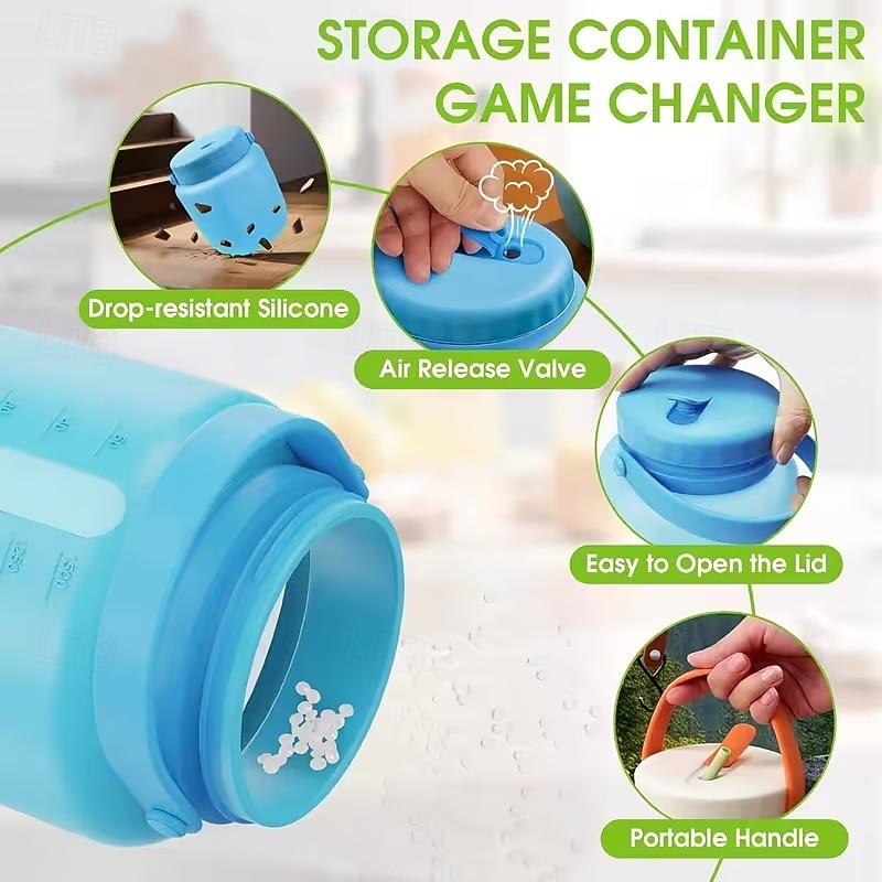 Seau et sac de conservation des aliments en silicone de 500/1000/1500 ml, organisateur alimentaire adapté au réfrigérateur pour les céréales, les légumes, la viande et les ingrédients de cuisine, de 2026 ? $16.99 –P7