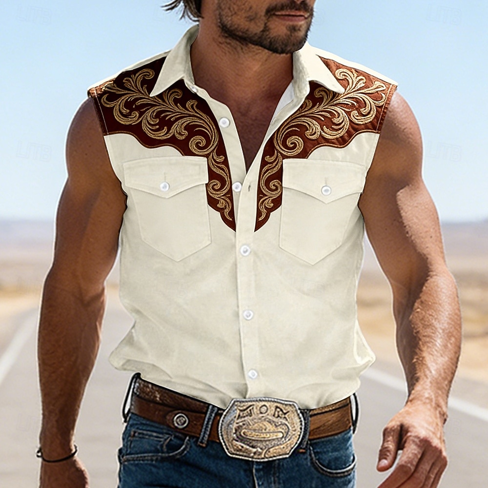 Ανδρικά Φλοράλ Πεπαλαιωμένο Δυτικό πουκάμισο Πουκάμισο καουμπόη Αμάνικο πουκάμισο Αμάνικο δυτικό στυλ ΕΞΩΤΕΡΙΚΟΥ ΧΩΡΟΥ Δουλειά Αιτιώδης συνάφεια Καλοκαίρι Άνοιξη Απορρίπτω 3D 2026 - $25.99 –P1