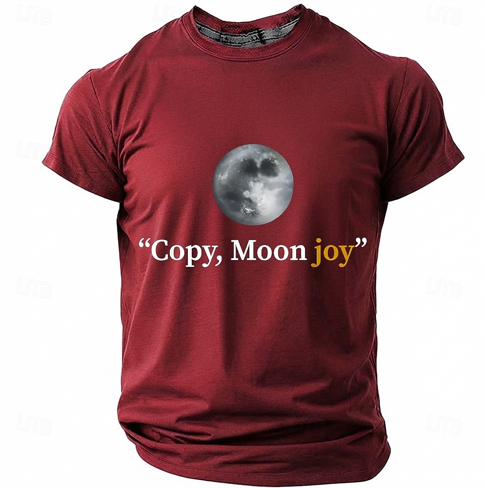 Men's "Copy, Moon joy" Full Moon Graphic T Shirt Short Sleeve Crew Neck Astronomy Space Lover Sarcastic Humor Quote Teal Blue Relaxed Fit Birthday Gift Designer Clothing Apparel 2026 - $18.99 –P10