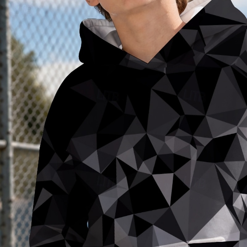 Boys' 3D Graphic Geometric Hoodie Pullover Long Sleeve 3D Print Summer Spring Sports Fashion Streetwear Kids 4-12 Years Hooded Casual Daily Outdoor Regular Fit 2026 - $23.99 –P3
