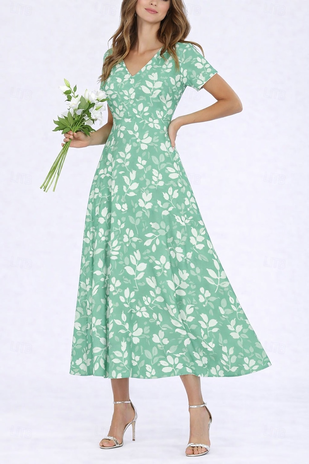 Mujer Vestido Midi Vestido bohemio Vestido de verano Vestido informal Elegante Bohemia Vacaciones Playa Festivos Cita Ajuste regular Floral Graphic Manga Corta Escote en Pico Azul Piscina Rosa Verde 2026 - $44.99 –P3