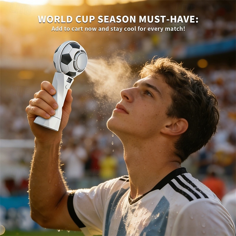Soccer Handheld Fan, Portable Personal Mini Fan with LED Digital Display, USB-C Rechargeable Small Football Fan with Desk Base for Kids, Sports Fans, Travel, Office, Outdoor 2026 - $21.99 –P5