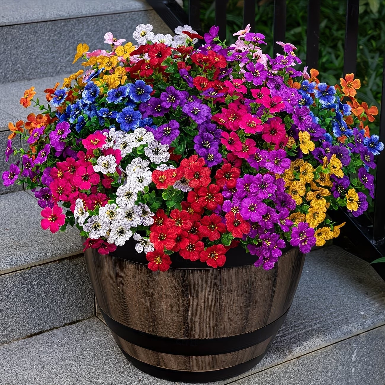 9/18 pezzi di vivaci fiori artificiali di eucalipto, composizioni di fiori finti multicolore, 9 colori brillanti, decorazioni da appendere in plastica di alta qualità, adatte per vasi da balcone e del 2026 a $11.54 –P3