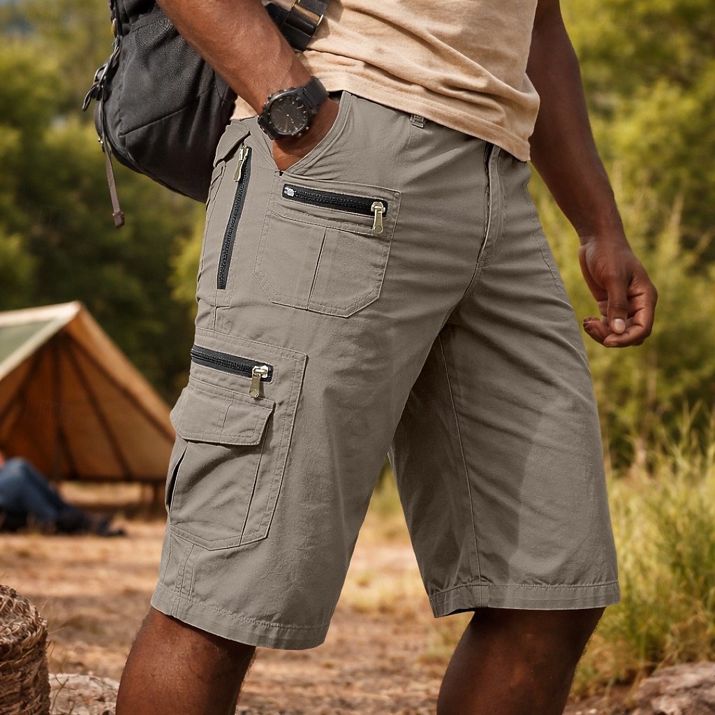 Herre Lastebukser Cargoshorts Shorts Casual shorts Lomme Elastisk midje عادي Knelengde Avslappet utendørs Gateklær Mote Gatemote Svart Brun Uelastisk 2026 - $35.99 –P6