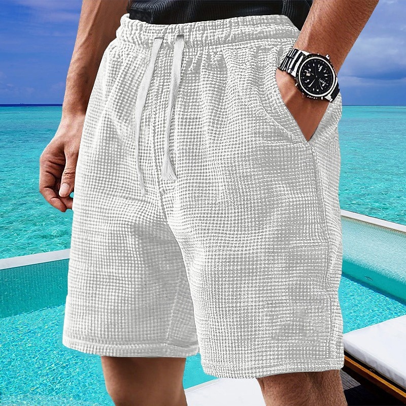 Męskie Szorty waflowe Szorty Letnie szorty Szorty na co dzień Ściągana na sznurek Kieszeń Elastyczny pas Równina Komfort Oddychający Krótki Na zewnątrz Urlop Sportowy Codzienny Biały Jasnozielony 2026 - $21.99 –P8