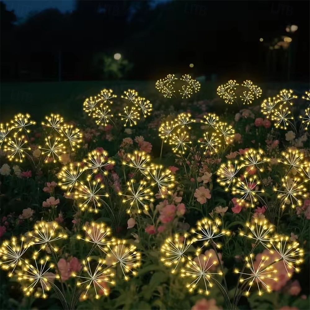 Guirlande lumineuse solaire en forme de pissenlit, effet feu d'artifice - 2 modes d'éclairage pour jardin, pelouse, camping, décoration de fête (1 pièce) de 2026 ? $19.99 –P3
