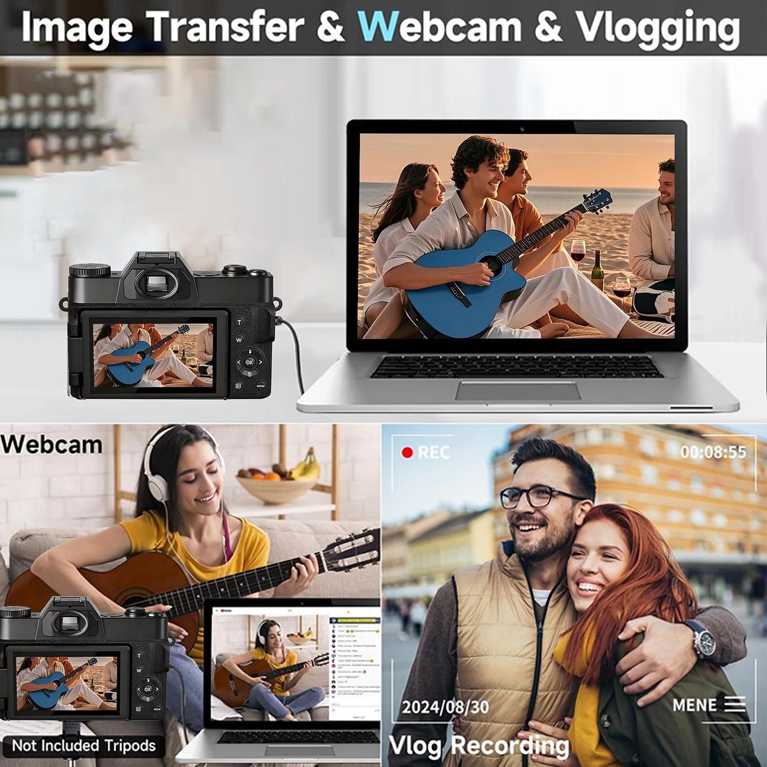 Цифровая фото- и видеокамера 6K, камера для видеоблогинга 64 Мп с автофокусом, поворотным экраном на 180°, вспышкой, замедленной съемкой и широкоугольным объективом. &макрообъектив, компактная камера 2026 - $127.99 –P4