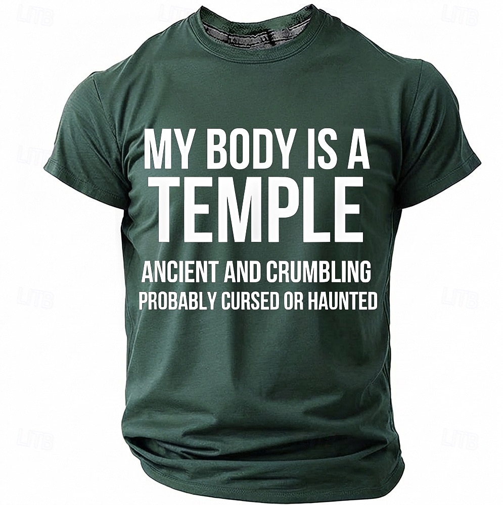 Corpul meu este un templu antic, blestemat, bântuit, tricou amuzant, sarcastic, cu umor, grafic, guler rotund, mânecă scurtă, cadou de ziua de naștere pentru el, cadou de glumă, haine de designer 2026 - $18.99 –P7