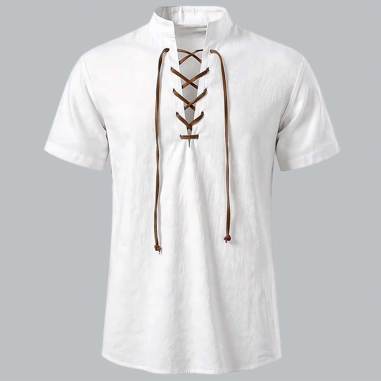 Medieval Renacimiento Camisas Mangas cortas Pirata Vikingo Disfraz Hombre Vikingo Pirata Víspera de Todos los Santos Carnaval Rendimiento LARP Feria Ren Adulto Camisas Verano 2026 - $29.99 –P4