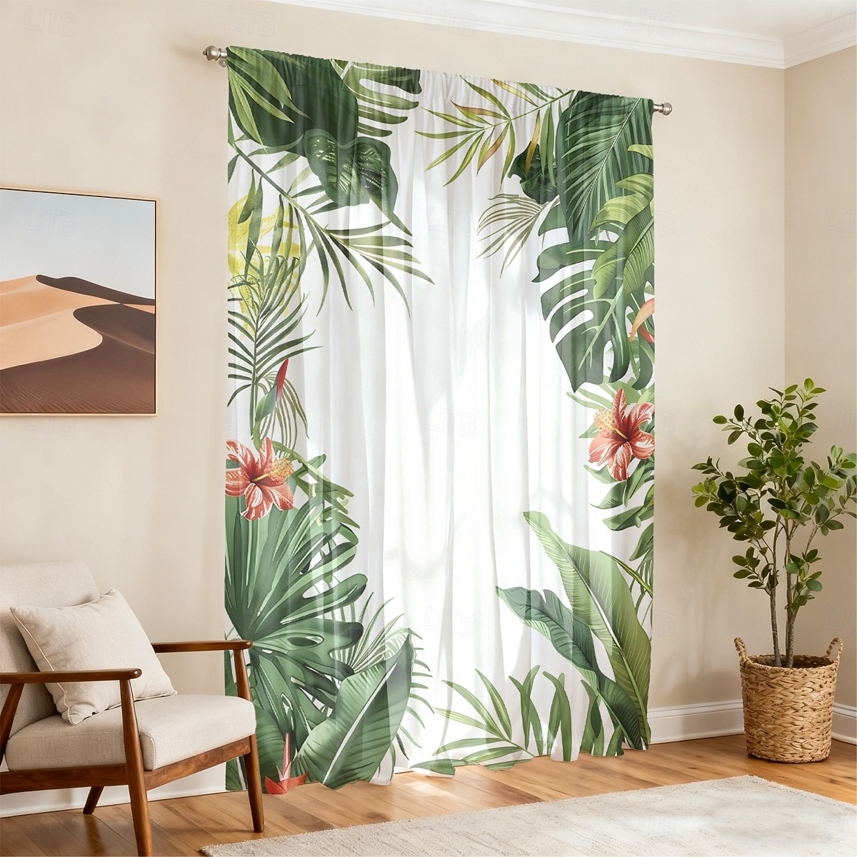 Tenda trasparente per finestre, adatta a tutte le stagioni, per camera da letto e soggiorno, con asta, motivo floreale dipinto a inchiostro, effetto morbido e nebbioso, elegante e leggera. del 2026 a $14.49 –P17