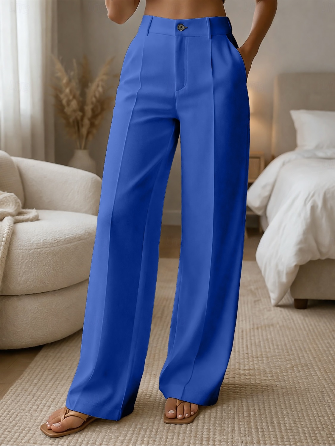 Γυναικεία Πλατύ Πόδι Παντελόνια Παντελόνι επίσημο Casual παντελόνι Μοντέρνα Κομψό στυλ street Βασικό Πλήρες μήκος Ψηλή Μέση Σκέτο Τσέπη Ελαστική μέση Άνετο Ανελαστικό Καθημερινά Γραφείο Διακοπές 2026 - $10.99 –P10