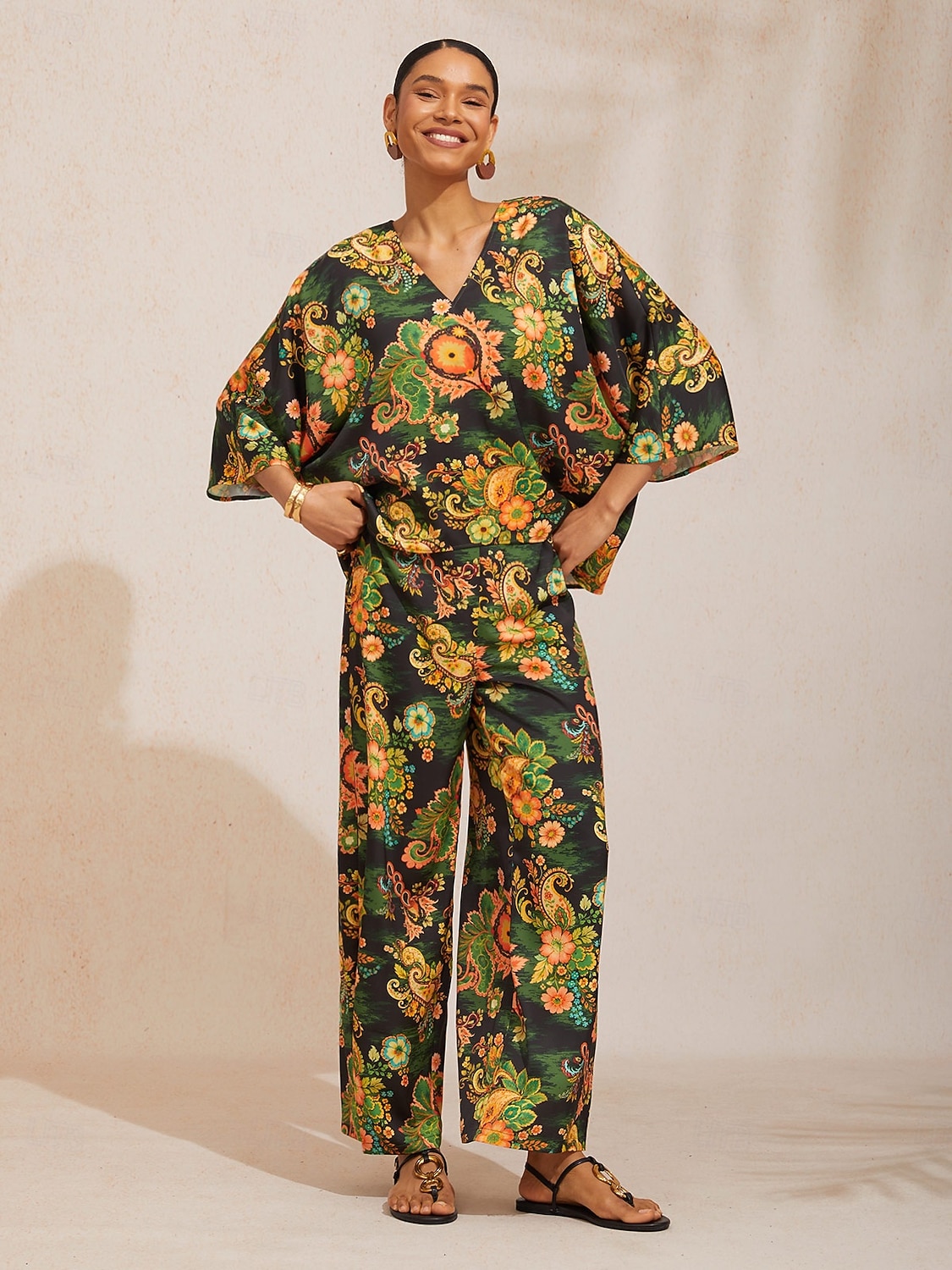Seidensatinhose mit Paisley-Muster und weitem Bein 2026 - $67.99 –P4
