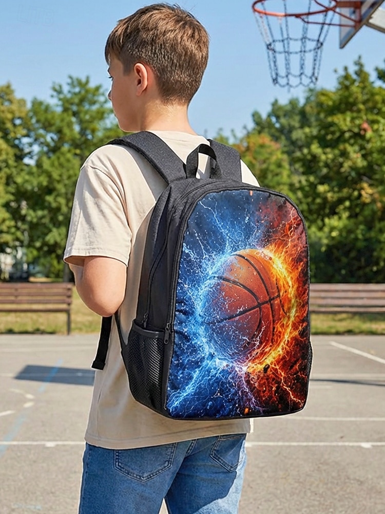 Juego de mochila de baloncesto para niños con bolsa de almuerzo y estuche para lápices mochila escolar de gran capacidad para deportes y viajes escolares 2026 - $34.99 –P1
