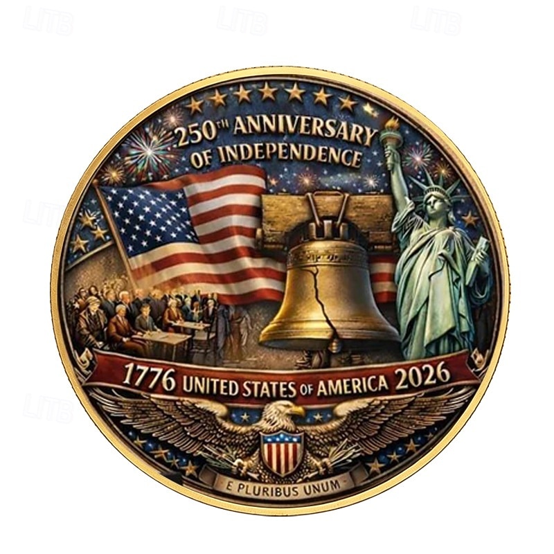 Amerikansk minnemynt til 250-årsjubileum, patriotisk samlermynt med ørn, frihet, amerikansk flagg, slitesterk metallsuvenir til utstilling, 1776–2026 2026 - $16.99 –P2