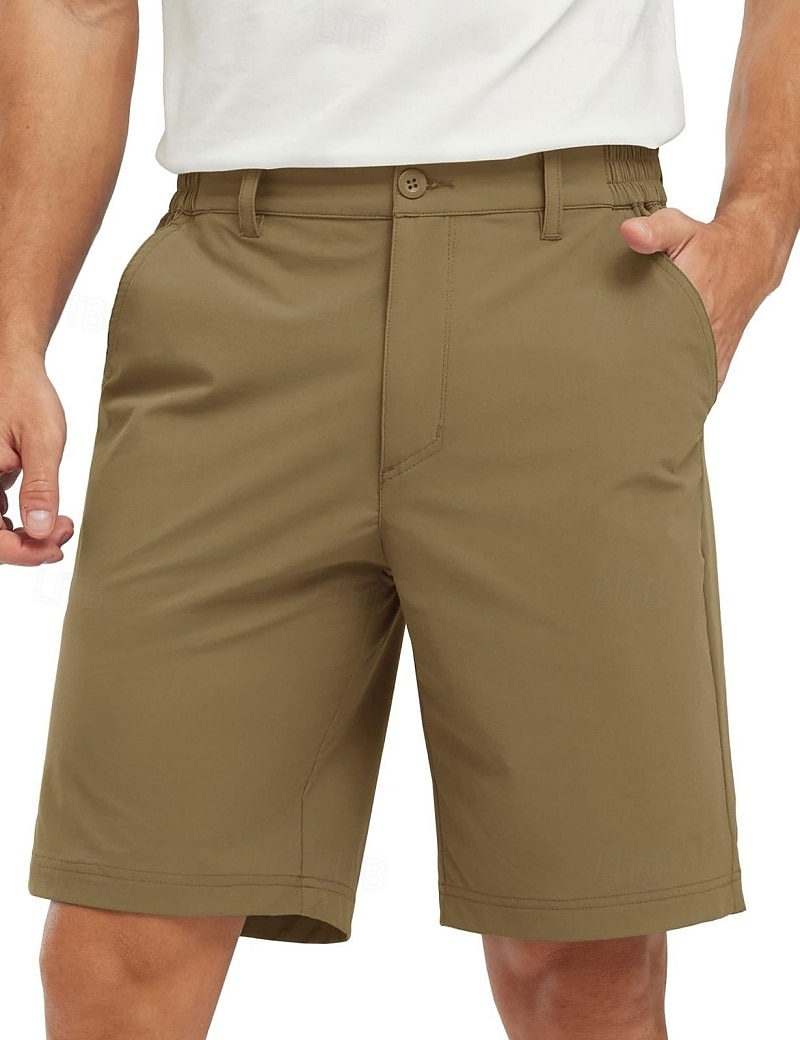 Men's Dress Shorts Business Casual Shorts Golf Shorts Pocket Elastic Waist Plain Waterproof Comfort Knee Length Outdoor Business Work Fashion Streetwear Black Navy Blue Inelastic 2026 - $24.99 –P13