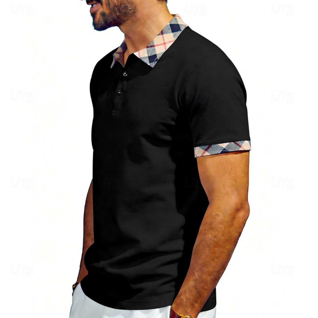 Hombre Camisetas polo Casual Negocio Diseño Manga Corta Básico Moderno Plaid Ligero Botones Verano Primavera Ajuste regular Azul Piscina Negro Blanco Rojo Azul Marino Albaricoque Camisetas polo 2026 - $21.99 –P20