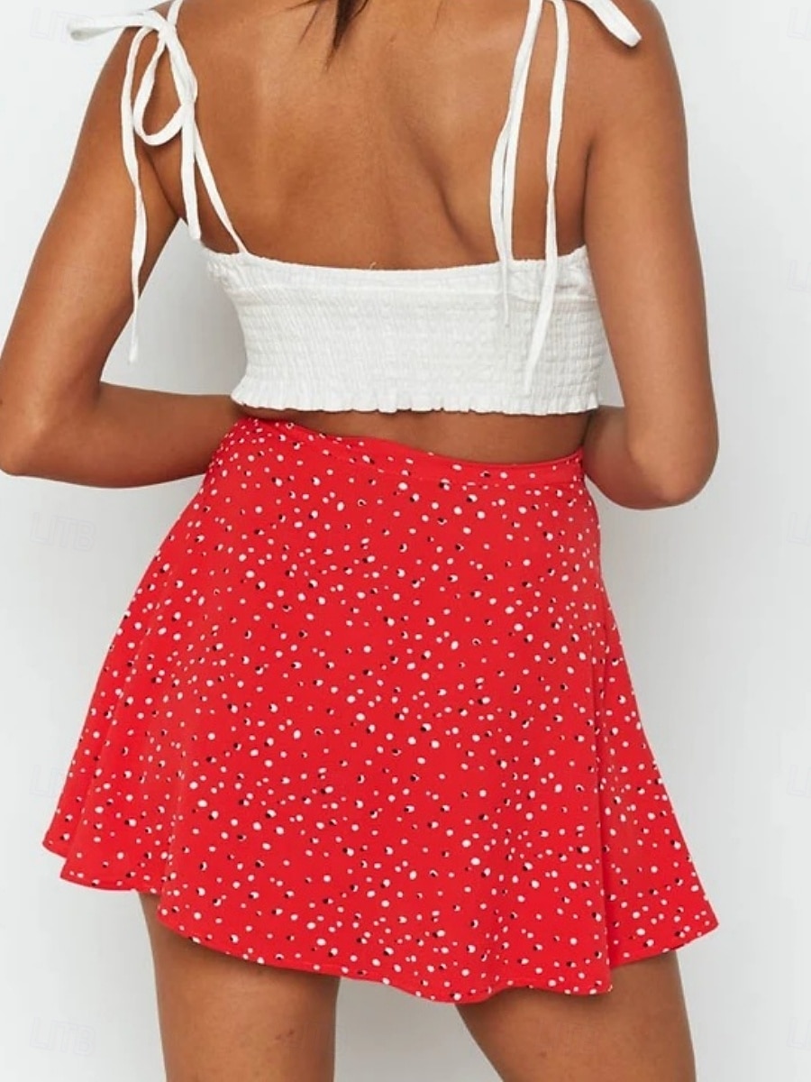 Damskie Spódnica wakacyjna Moda Codzienny Mini Wysoka talia Spódnice Kwiatowy Nadruk Średnio elastyczny Codzienny Ulica Niebieski Czarny Żółty Czerwony Lato 2026 - $17.99 –P7
