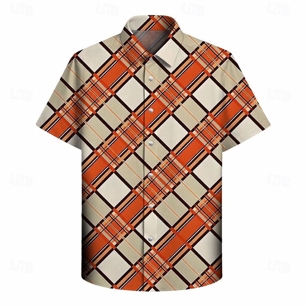 Retro Vintage Hippie 1970s Shirt Short Sleeves Hippie Geometric Retro Fancy Dress Men's Music Festival Party Daily Wear Adults' Shirt Spring & Summer 2026 - $23.99 –P2