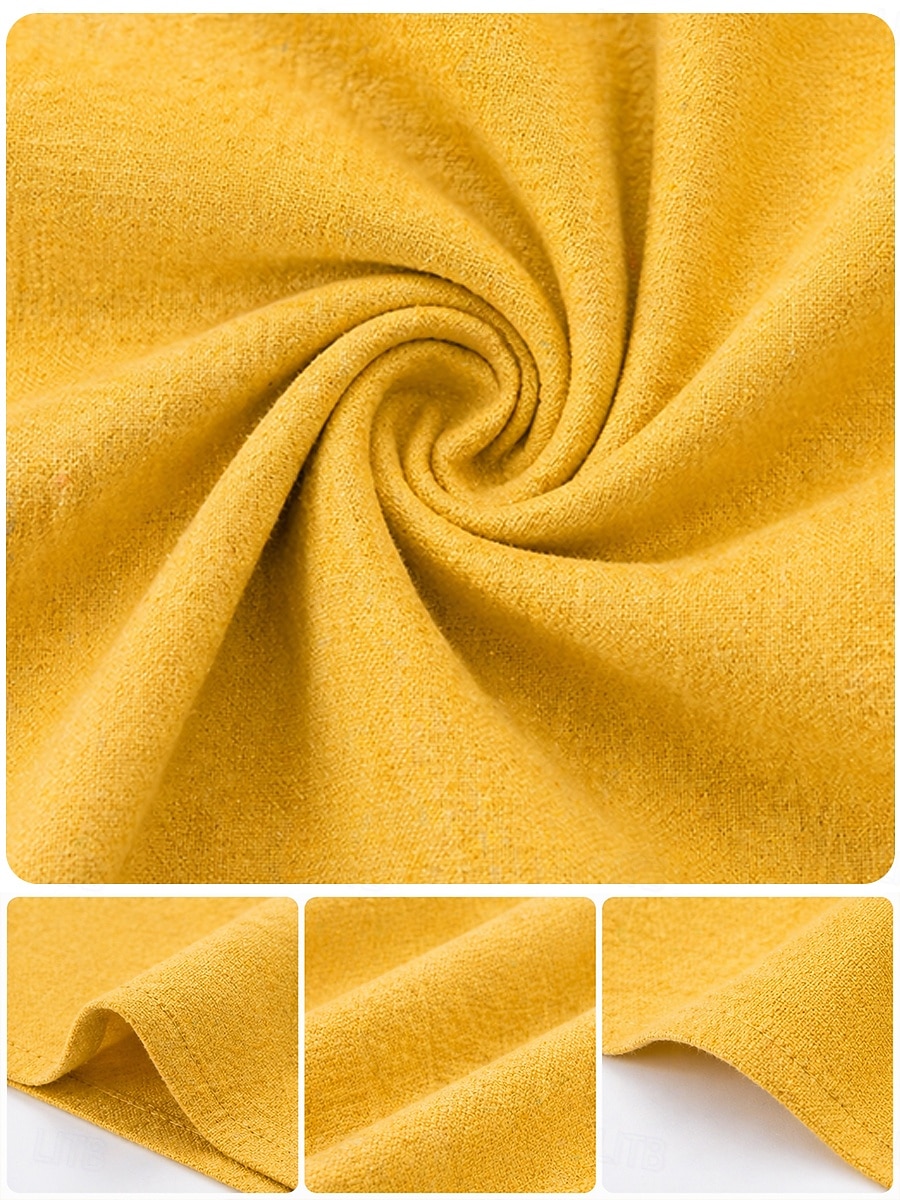 2026年 女性用 コットンリネンシャツ 夏のトップス ブラウス ドレッシーなトップス フリル パッチワーク ポケット 純色 平織り エレガント ヴィンテージ レディース 七分袖 Ｖネック シャツカラー ロングトップス カジュアル 日常 ワーク ブルー イエロー パープル グリーン カーキ色 夏 春  コレクション – $27.99 –P4