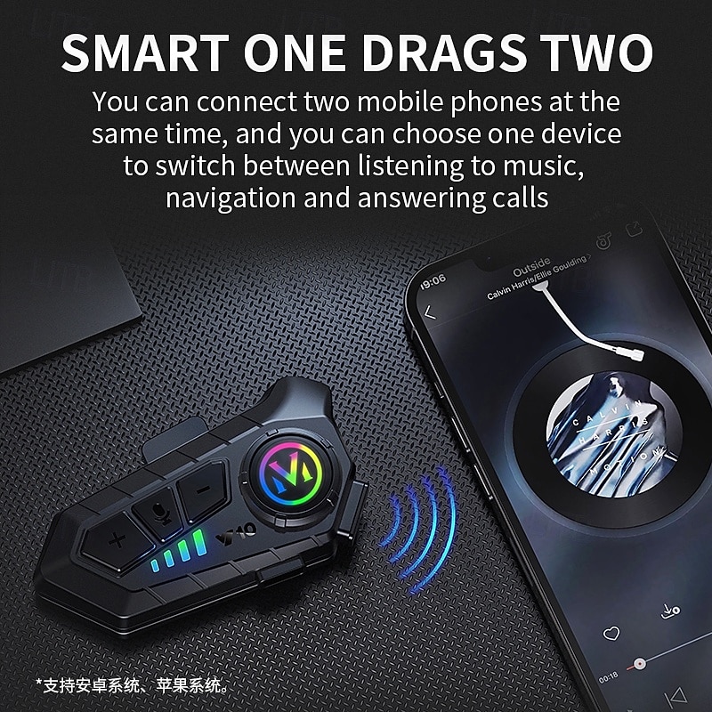 Motorcycle Helmet Bluetooth Headset Y10, Wireless Helmet Communication System with RGB Light, Noise Cancelling Speakers for Music & Hands-Free Calls, Waterproof for Motorcycling 2026 - $31.99 –P7
