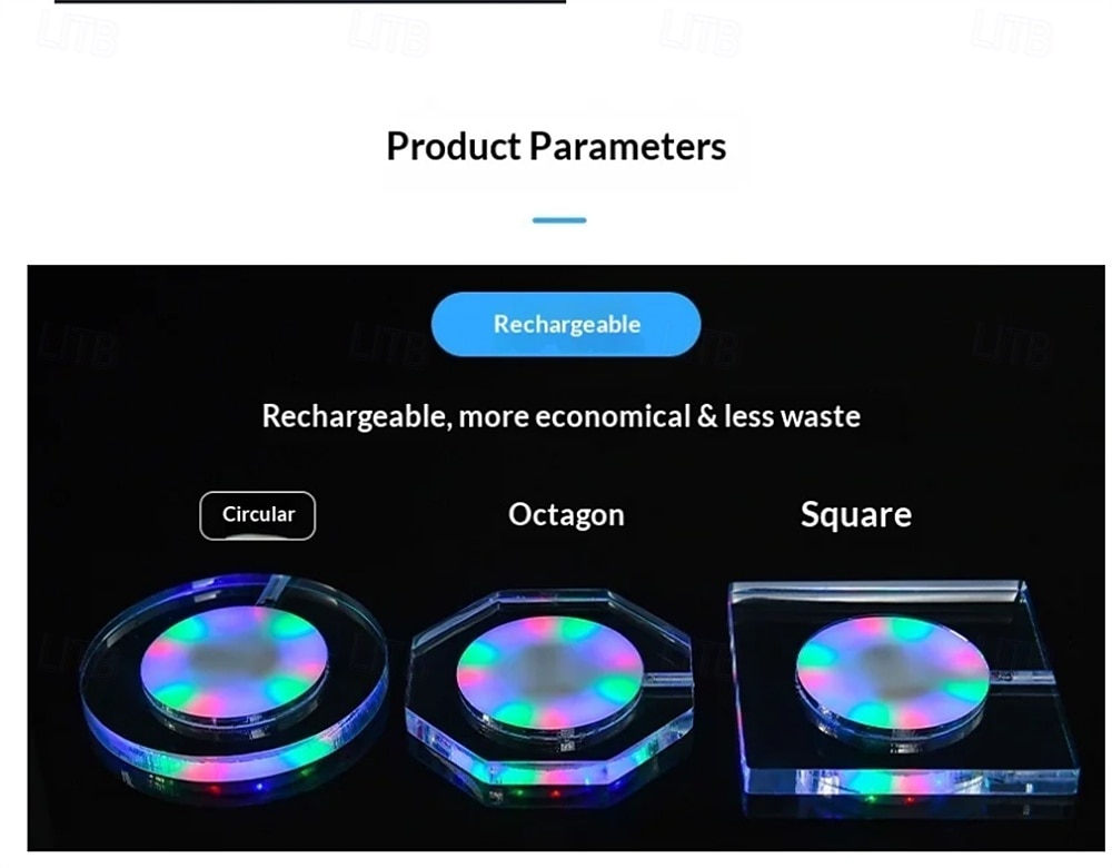 3 stuks LED-onderzetters van acryl voor cocktails, met een flitsende basis en ultradunne LED-verlichting, perfect als decoratie voor je bartafel. 2026 - $23.99 –P14