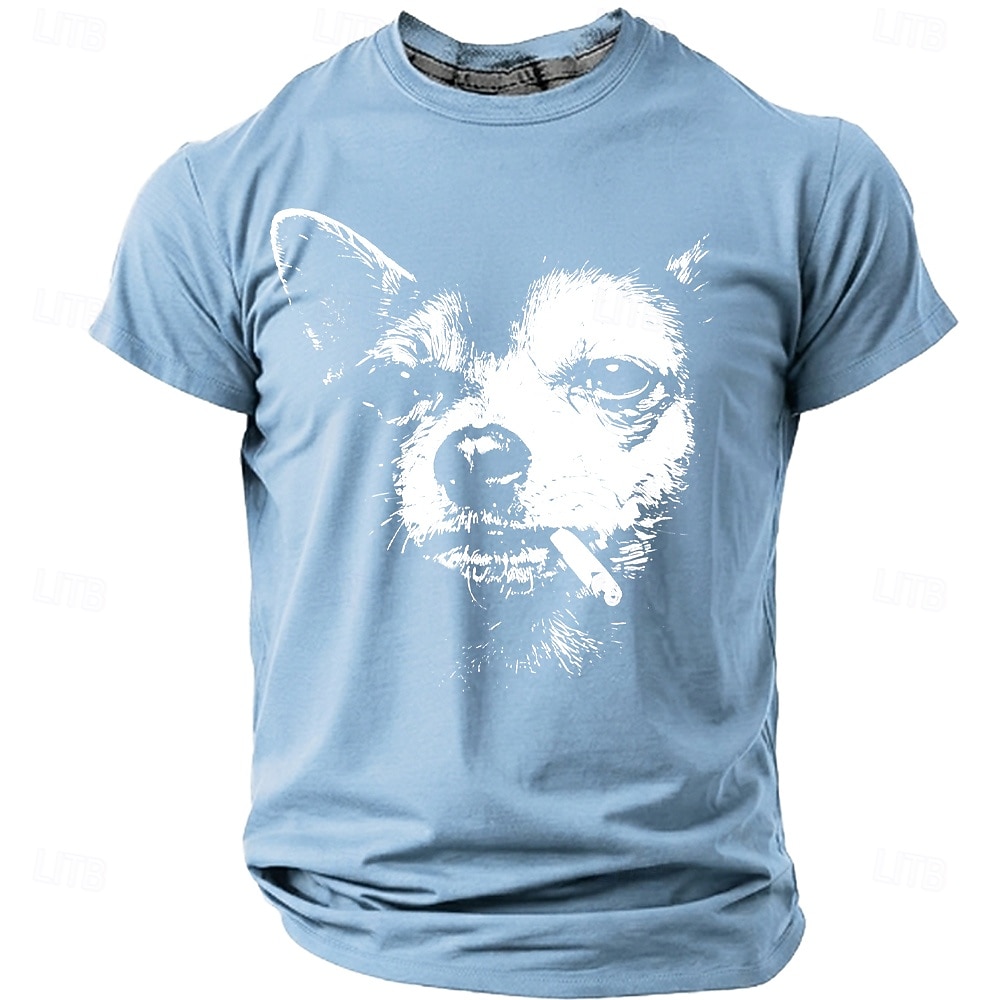 Maglietta da uomo con chihuahua che fuma una sigaretta, streetwear grintoso, meme divertente, vestibilità regolare, stile thug life, cane cattivo, abbigliamento casual quotidiano firmato, taglie S, M, del 2026 a $19.99 –P8