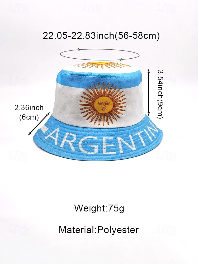 Men's Reversible Polyester Bucket Hat, Argentina Flag Print, Lightweight Football Fan Hat for Game Day, Supporters, Casual Sports, Outdoor Wear 2026 - $11.99 –P8