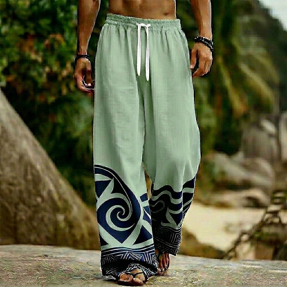 Homme Géométrique Ethnique Art abstrait Pantalons Pantalon décontracté Pantalons Amples Taille Moyenne Boho Vintage Rétro Maison Extérieur Vacances Taille élastique avec cordon de serrage Pantalon en de 2026 ? $16.99 –P3