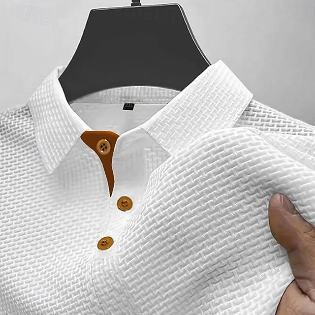 Homme Polo en seersucker Ice Silk Texturé Occasionnel Fête Classique Manche Courte Mode Basique Uni Boutons Refroidissement Été Printemps Bleu Noir Blanche bleu marine Gris Polo en seersucker Ice Silk de 2026 ? $24.99 –P4