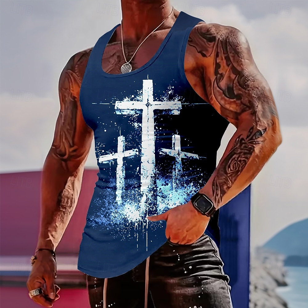 Herren Crusaders Bibel Drei Heilige Kreuze Golgatha Abgenutzt Christlich Religiös Vintage Tanktop Grafik Muskel-Passform Ärmellos Fitness Freizeit Sommer Streetwear Designer Bekleidung 2026 - $17.99 –P2