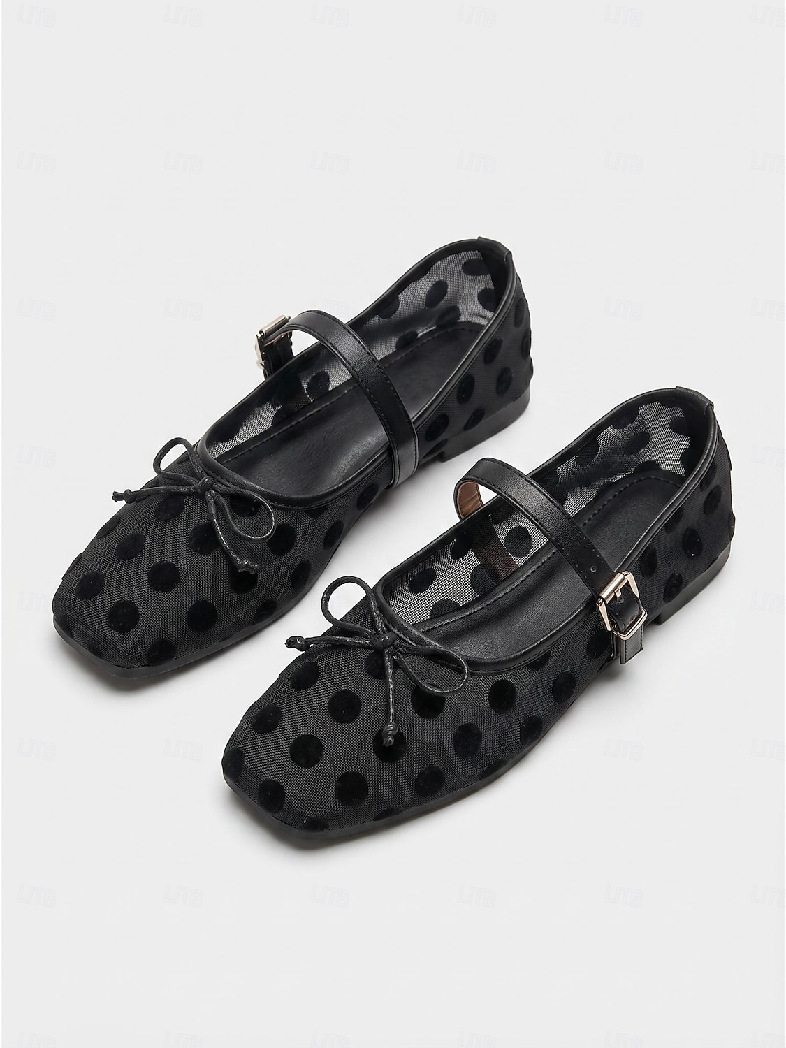 Ballerines Mary Jane vintage à pois pour femmes - élégantes ballerines en maille avec nœud décoratif, parfaites pour les escapades insulaires, les brunchs en bord de mer et les soirées d'été dans les stations balnéaires. de 2026 ? $34.99 –P4