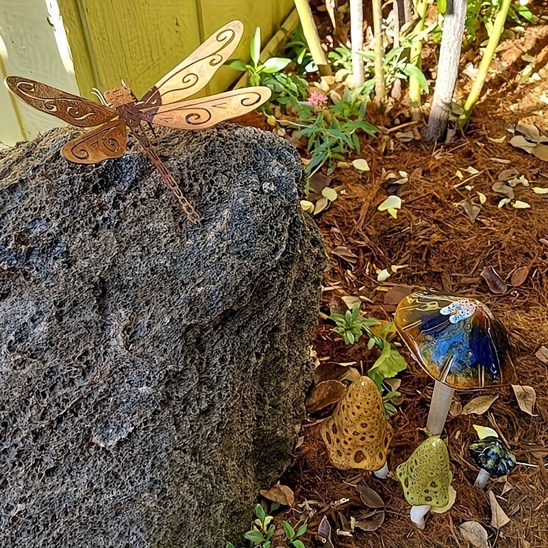 Escultura decorativa de libélula 3D de metal oxidado para exteriores, adorno de insecto de jardín de libélula oxidado naturalmente adecuado para jardines exteriores, patios traseros y decoraciones de 2026 - $12.49 –P4