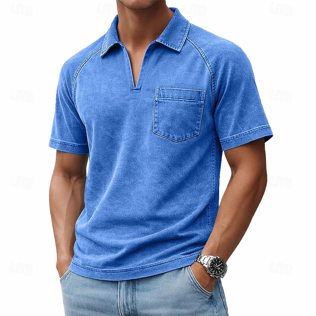 Per uomo Polo Camicia 100% cotone lavaggio acido Casuale Lavoro Bavero Manica Corta Moda Essenziale Semplice Vintage ▾ angosciato Estate Primavera Tutte le stagioni Vestibilità regolare Verde chiaro del 2026 a $33.99 –P1