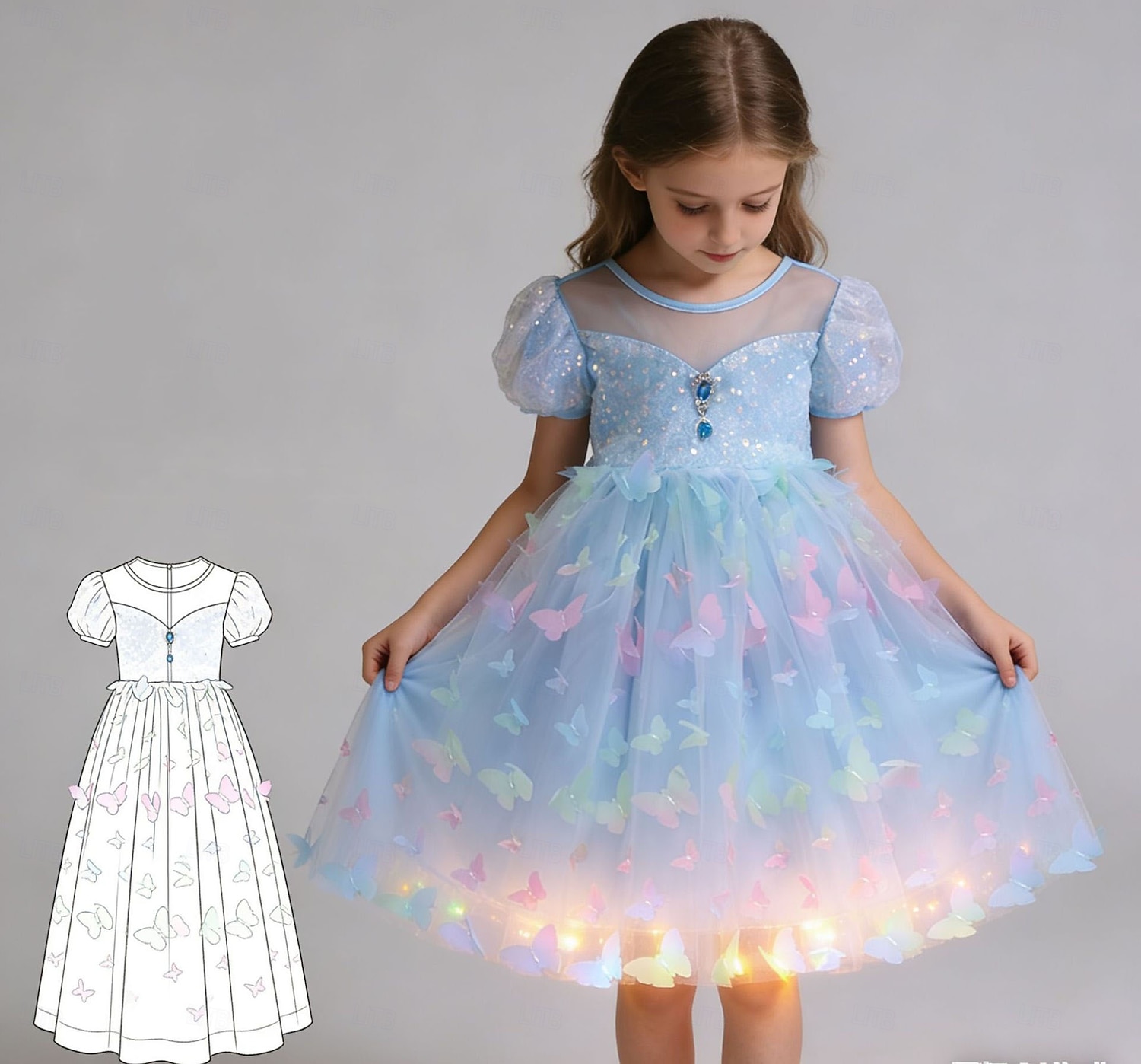 Princesa Animal Vestidos Traje Cosplay Roupa Filme Estilo bonito Tutus Led acende for Para Meninas Crianças Baile de Máscaras Diário Festa Comic Con de 2026 por $34.06 –P3