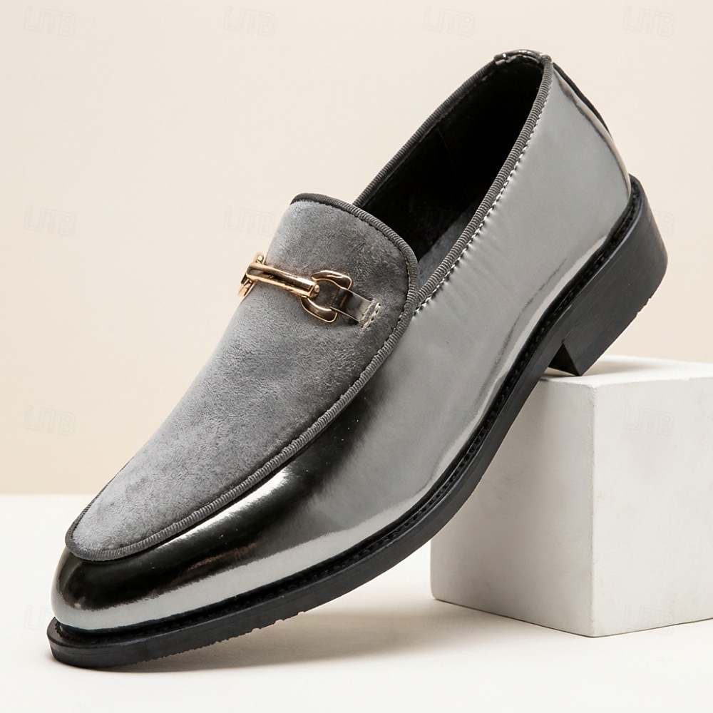 Mocassins gris et noirs à bout pointu pour homme, chaussures habillées élégantes et confortables, style tendance pour hommes, événements professionnels, mariages, fêtes et soirées. de 2026 ? $34.99 –P1