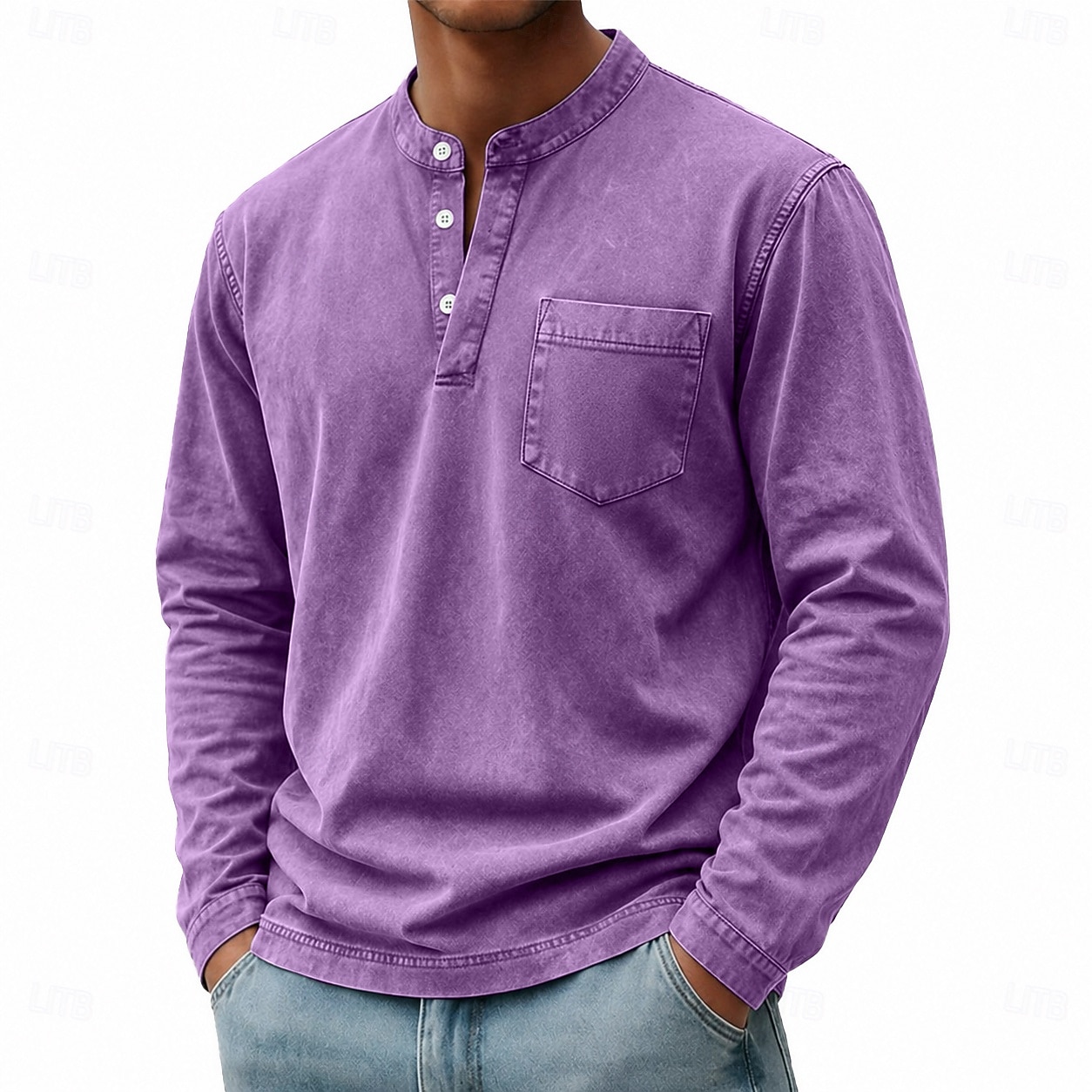 Homme Chemise Henley Chemise 100% coton délavée à l'acide T-shirt manche longue Vintage Rétro Vintage Occasionnel Le style rétro Lavé Henley Occasionnel Printemps Automne Toutes saisons Marron fonc de 2026 ? $31.99 –P13