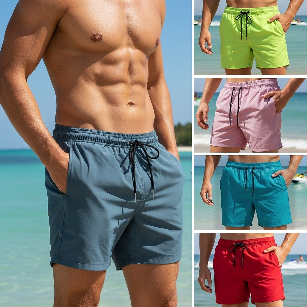 Per uomo Costumi da bagno Pantaloncini da mare Pantaloncini da Surf Tasca Elastico in vita Semplice Asciugatura Rapida Corto All'aperto Spiaggia Vacanza Vacanza Moda Blu Nero Micro-elastico del 2026 a $20.99 –P1