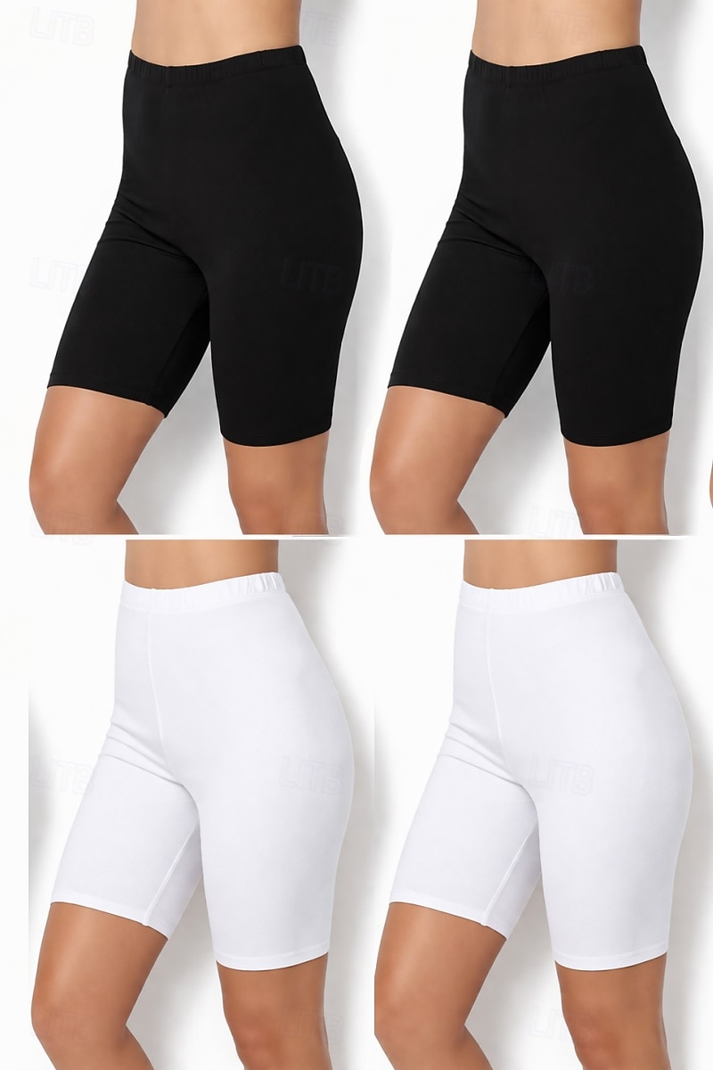 4 pezzi pantaloncini chino da donna leggings leggings comodi vacanza streetwear basic lunghezza al ginocchio vita alta tinta unita elastico in vita comfort traspirante elasticizzato vacanza street del 2026 a $32.99 –P3