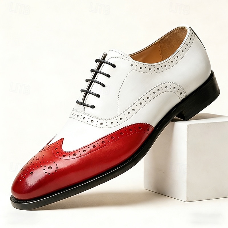 Men's Yellow and Green Wingtip Oxford Shoes with Brogue Detail and Colorblock Design, Vintage Statement Dress Shoes for Stylish Men, Ideal for Weddings, Parties, Banquets and Fashion Events 2026 - $94.99 –P1