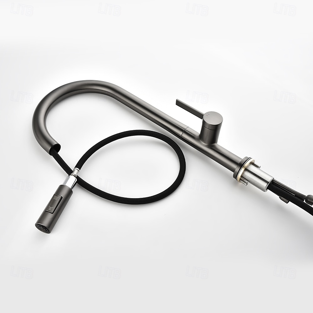 Кухонный смеситель с выдвижным распылителем, однорычажный смеситель с высоким изливом для мойки, прочная латунная конструкция, двухфункциональная распылительная головка, простая установка. 2026 - $216.99 –P45