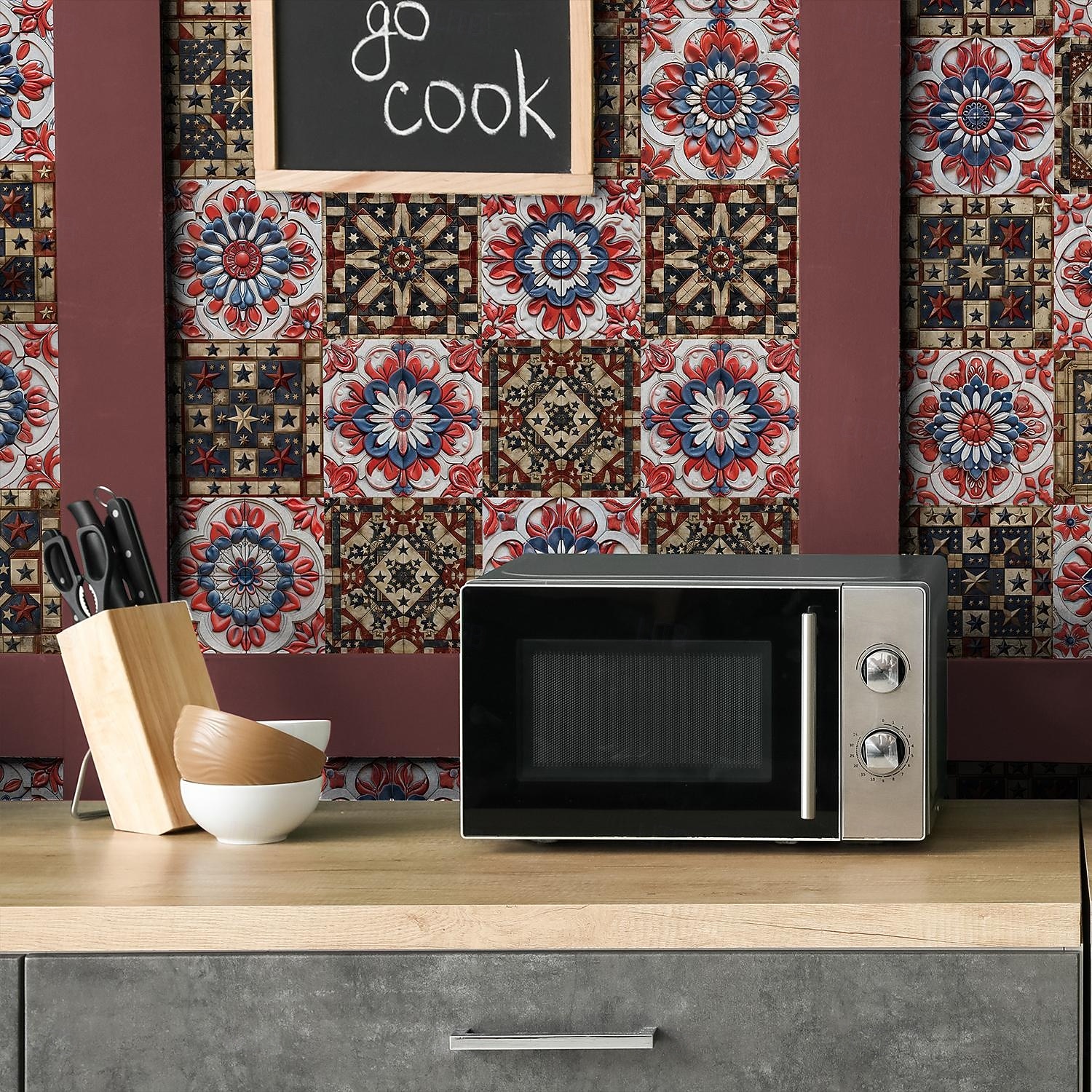 24PCS Peel and Stick Tile Stickers, Moroccan Pattern PVC Wall Decals, Self-Adhesive Removable Wallpaper for Renters, for Bedroom Bathroom Cabinet, Easy Installation 2026 - $15.49 –P13