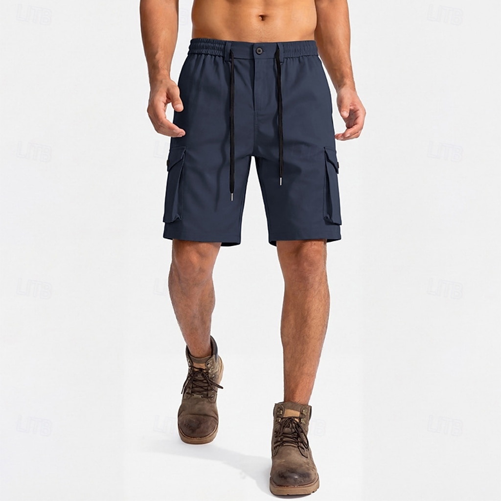 Men's Tactical Cargo Cargo Shorts Shorts Casual Shorts Drawstring Pocket Elastic Waist Plain Comfort Breathable Knee Length Casual Outdoor Beach Vacation Fashion Black Navy Blue Inelastic 2026 - $35.99 –P7