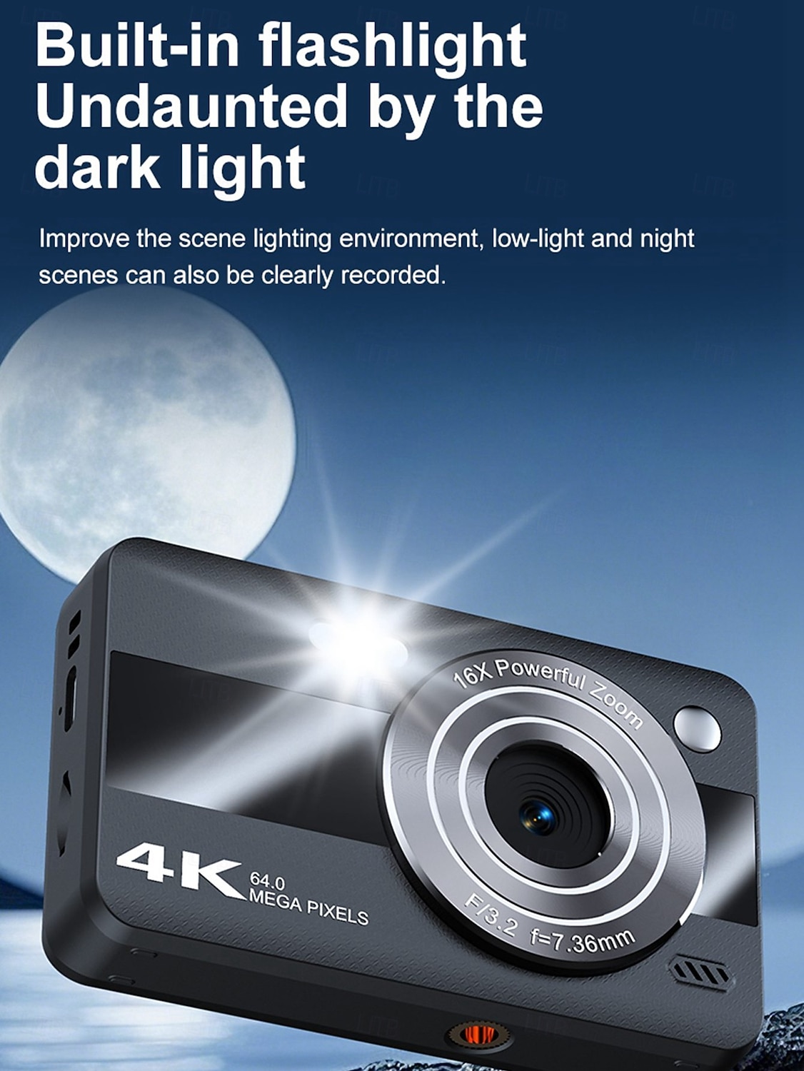 4K Digital Camera for Photography, 64MP Vlogging Camera for YouTube with 16X Zoom, Compact Point and Shoot Camera for Kids Teens Beginners Students, Portable Travel Camera with Fill Light 2026 - $51.99 –P11